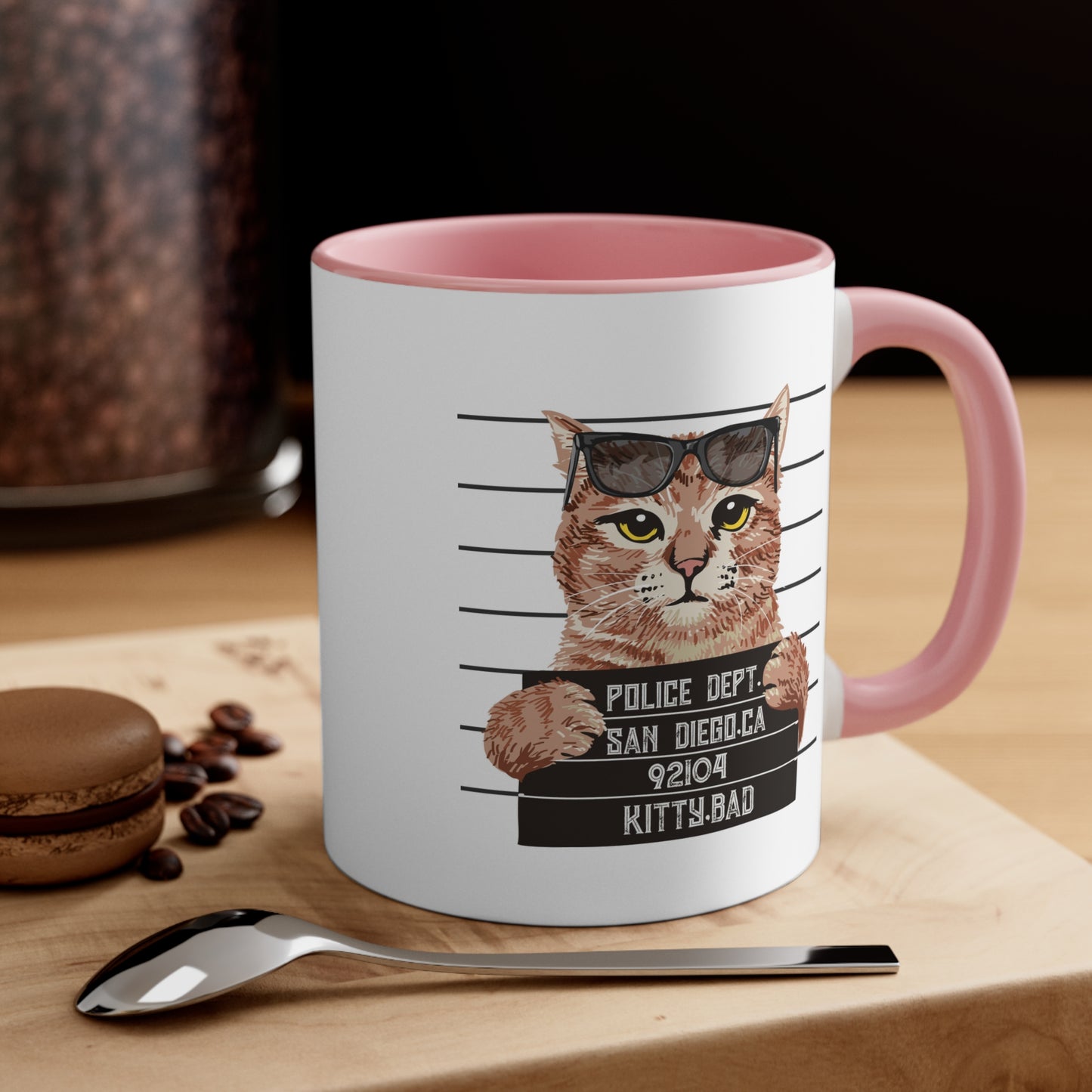 Bad Kitty Accent Coffee Mug, 11oz – 11oz Ceramic Coffee Mug for Cat Lovers