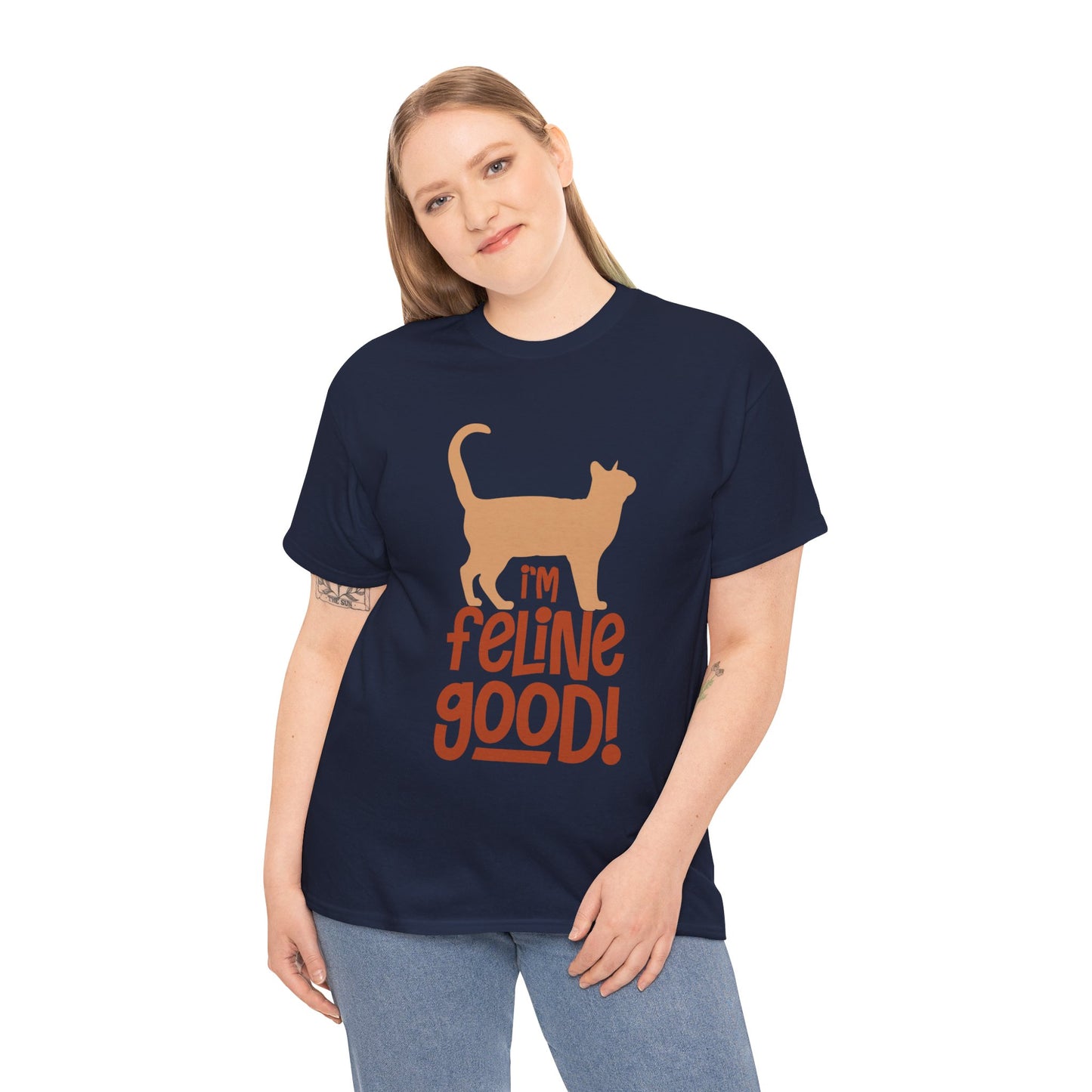 Feline Good Unisex Heavy Cotton Tee – Softstyle Cat Graphic T-Shirt