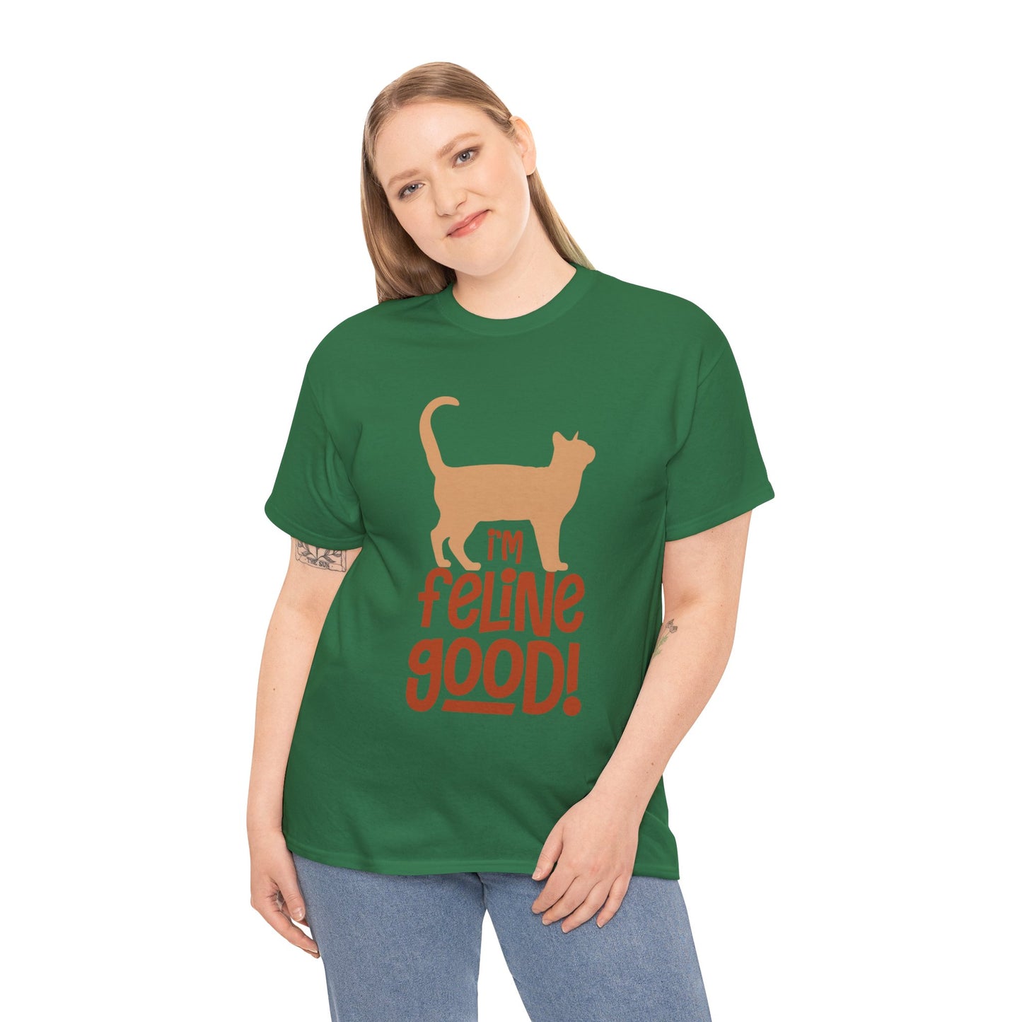 Feline Good Unisex Heavy Cotton Tee – Softstyle Cat Graphic T-Shirt
