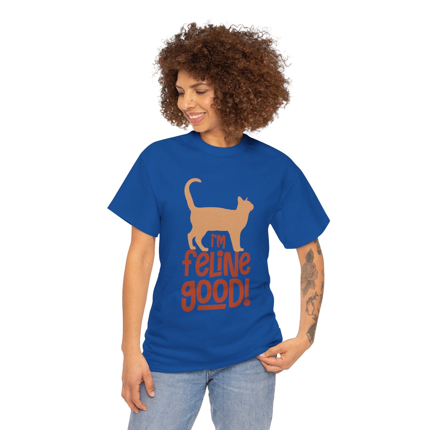 Feline Good Unisex Heavy Cotton Tee – Softstyle Cat Graphic T-Shirt