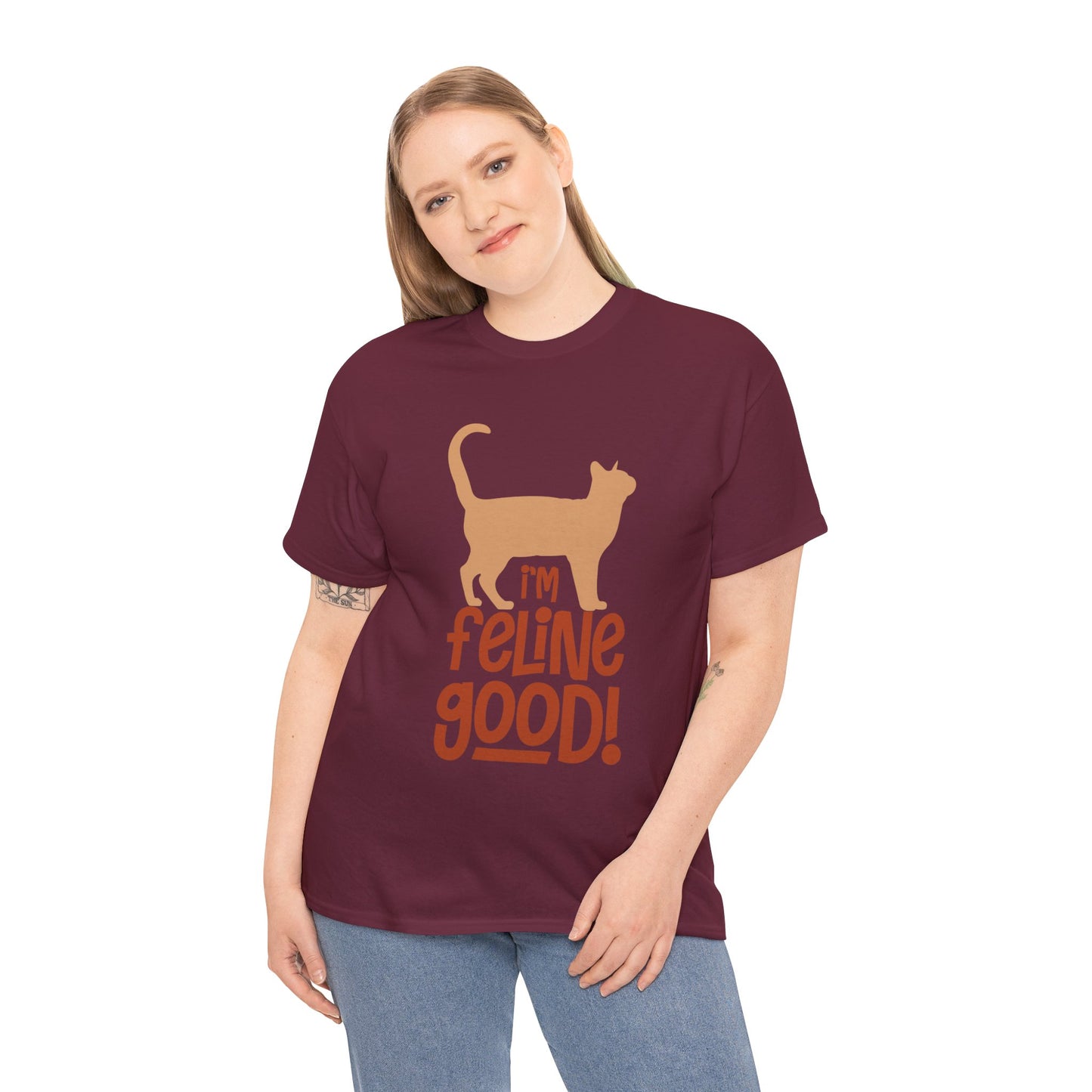 Feline Good Unisex Heavy Cotton Tee – Softstyle Cat Graphic T-Shirt