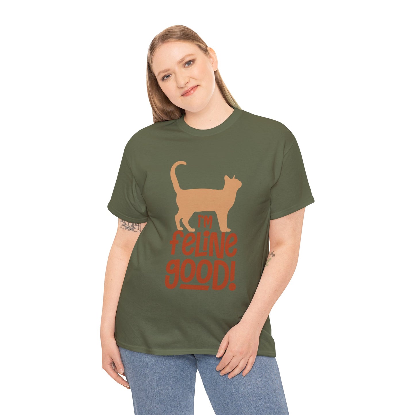Feline Good Unisex Heavy Cotton Tee – Softstyle Cat Graphic T-Shirt