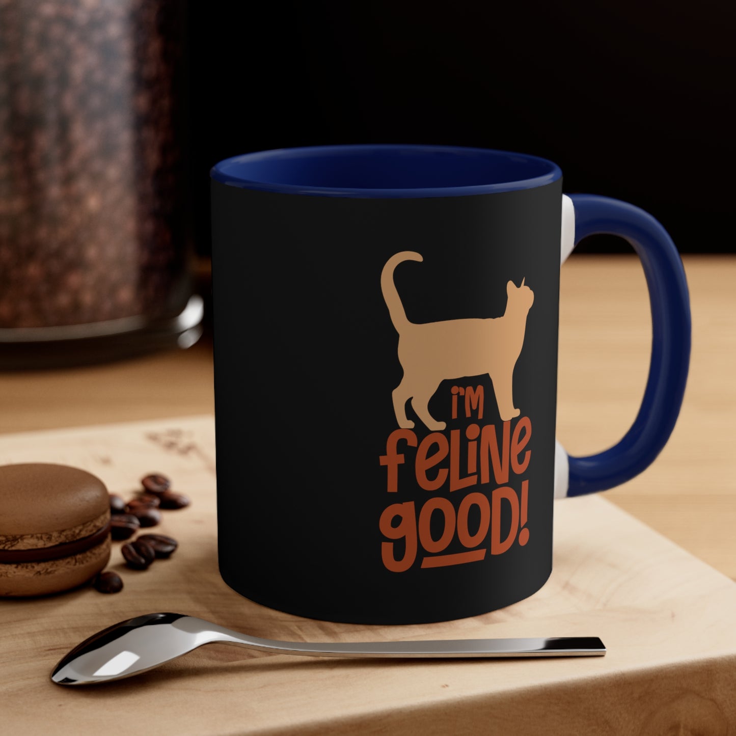 Cute Gift for Cat Lovers  ”Feline Good" Coffee Mug, 11oz – Ceramic Coffee Mug for Cat Lovers